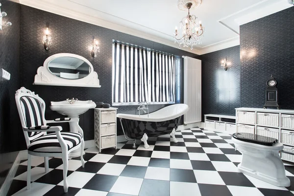 White and black modern bathroom — Stock Photo, Image