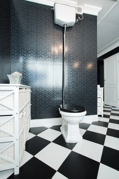 Black and white toilet interior — Stock Photo, Image