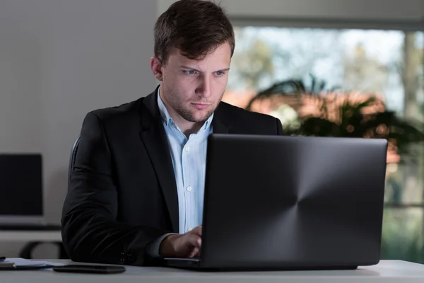 Dizüstü bilgisayar kullanarak ofis çalışanı — Stok fotoğraf