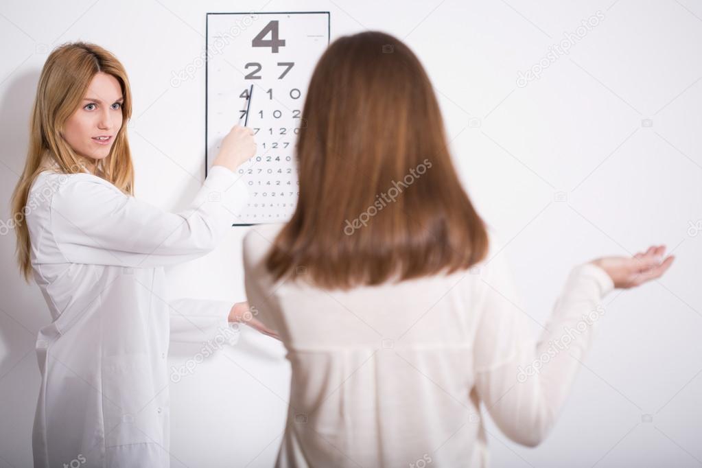 Woman suffering for myopia