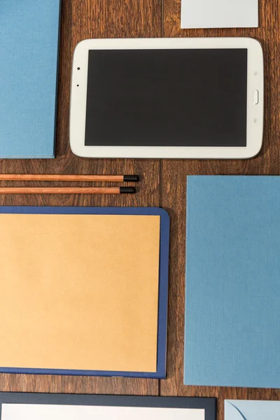 Tablet and office stationery — Stock Photo, Image