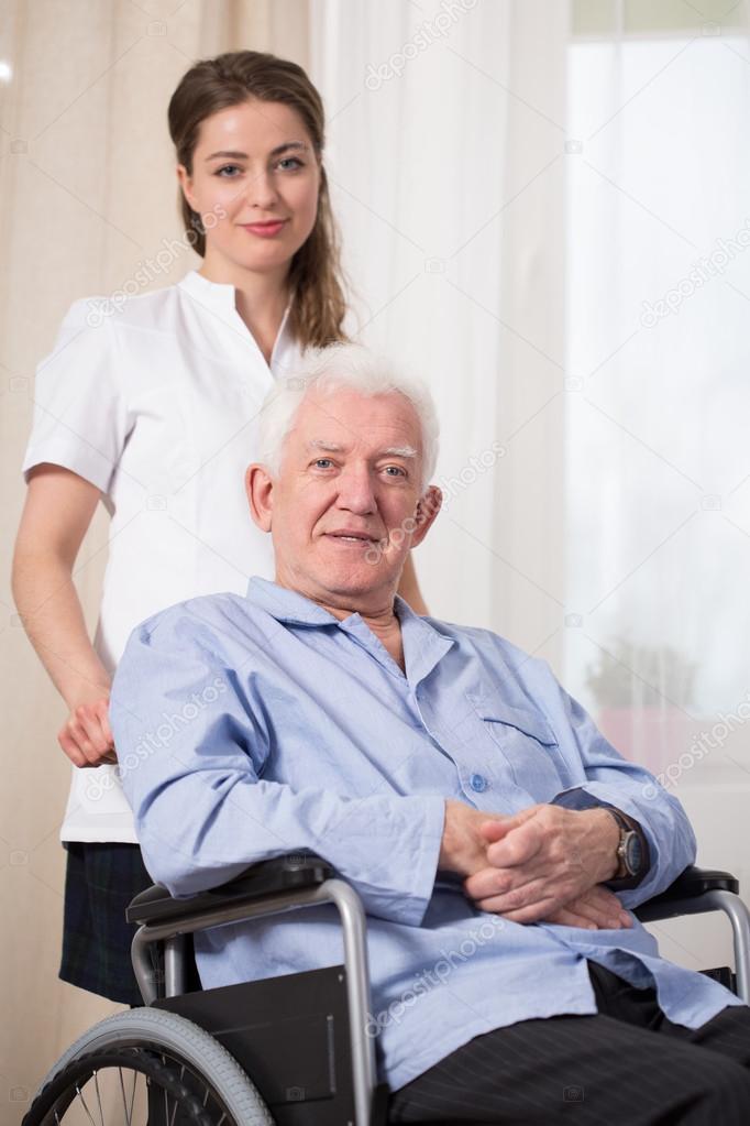 Disabled man at nursing home