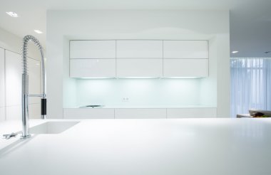 Simple white kitchen interior clipart