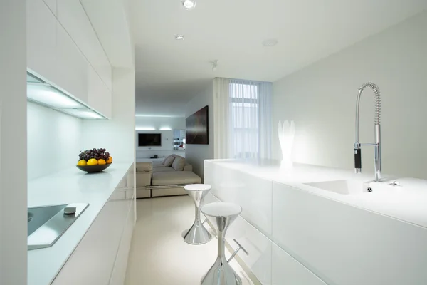 White kitchen in contemporary house — Stock Photo, Image