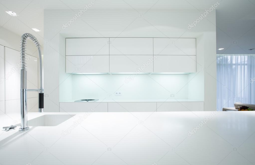 Simple white kitchen interior