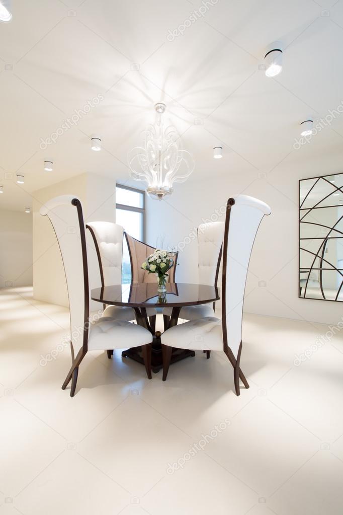 Round table in dining room
