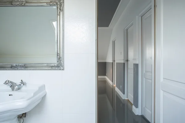 Bathroom overlooking at corridor — Stock Photo, Image