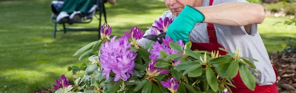 Trädgårdsmästare och vilande kvinna — Stockfoto