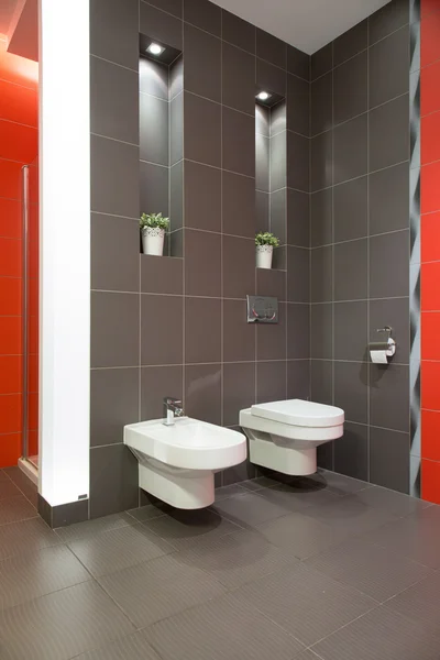 Grijze toilet — Stockfoto