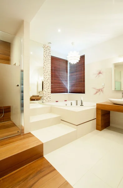 Bathroom with wooden elements — Stock Photo, Image