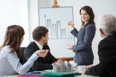 Kadın önde gelen iş konferans