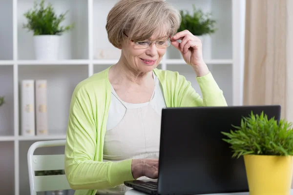 Woman chatting on the Internet — Stock Photo, Image