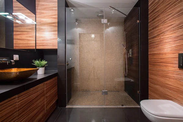 Wooden details in luxury bathroom — Stock Photo, Image