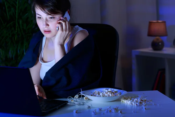 Addicted to computer and phone — Stock Photo, Image