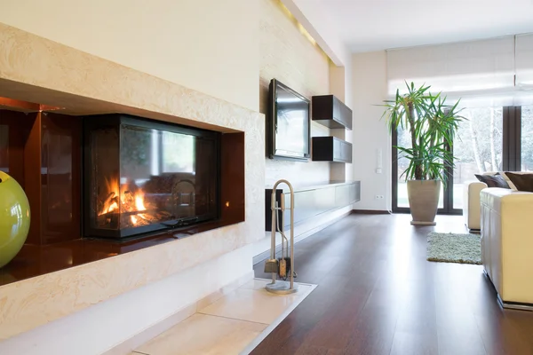 Fireplace at apartment — Stock Photo, Image