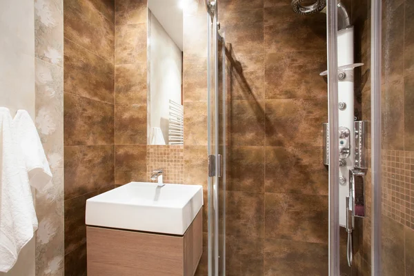 Bathroom with shower and sink — Stock Photo, Image