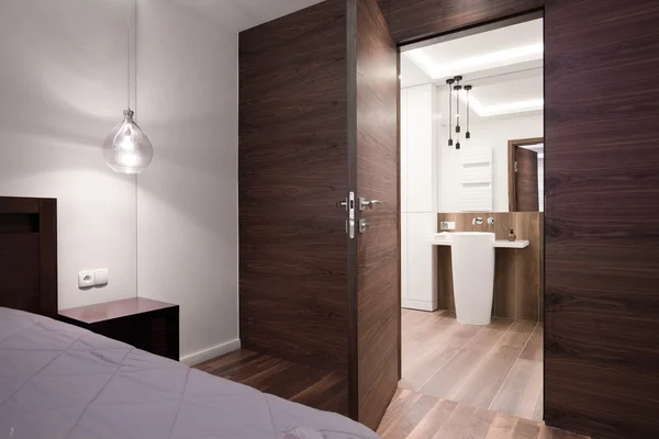 Bedroom with private bathroom — Stock Photo, Image