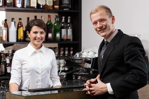 Waitress and businessman — Stock Photo, Image