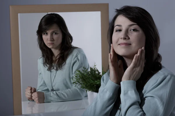 Woman subduing her feelings — Stock Photo, Image