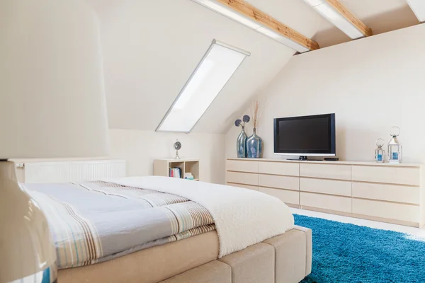 Bedroom with television — Stock Photo, Image