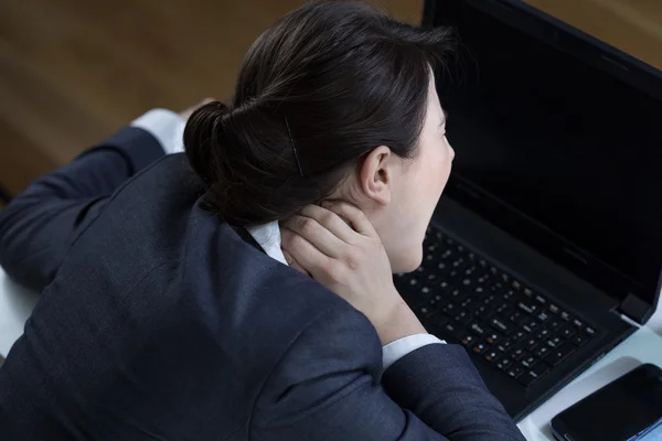 Neck pain at office — Stock Photo, Image