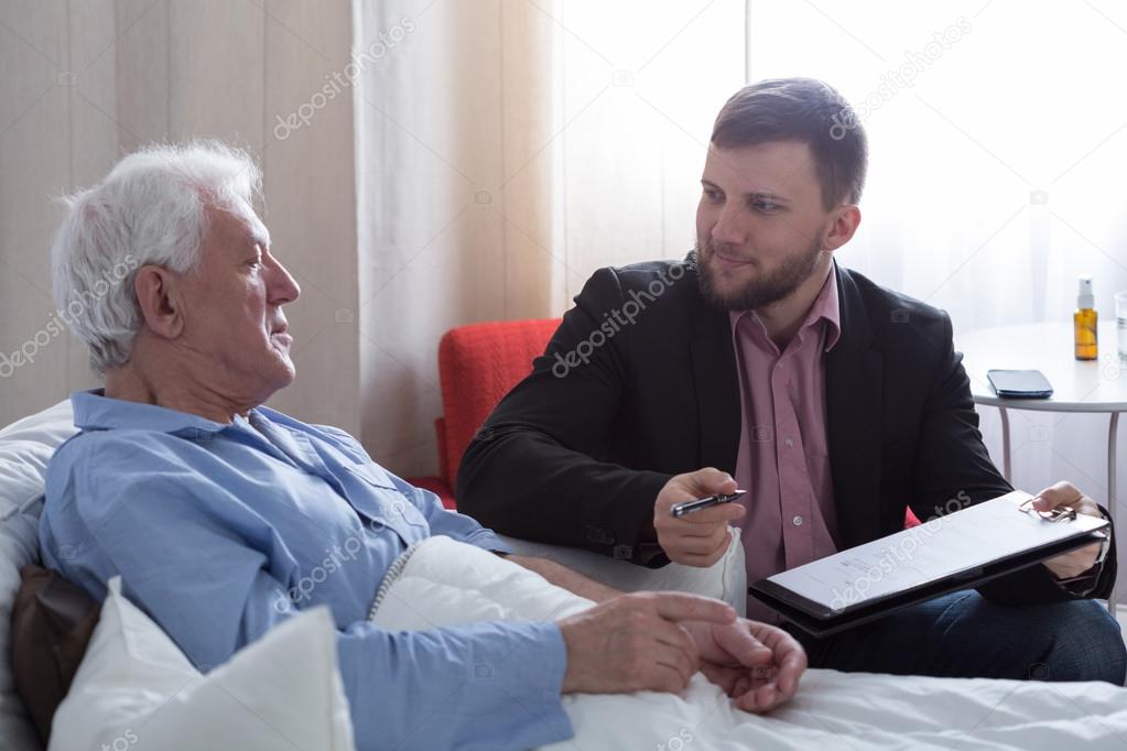 Man and notary in hospital