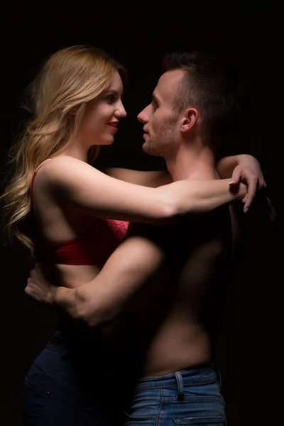 Couple of lovers in underwear — Stock Photo, Image