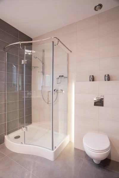 Prosklený sprchový kout a WC — Stock fotografie