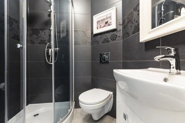 Siyah çağdaş tuvalette döşer — Stok fotoğraf
