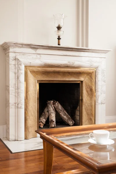 Designed marble fireplace — Stock Photo, Image
