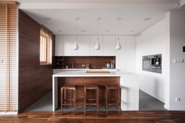 Modern wooden kitchen clipart