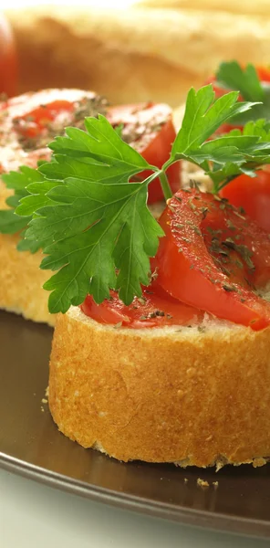 Italian bruschetta with parsley — Stock Photo, Image