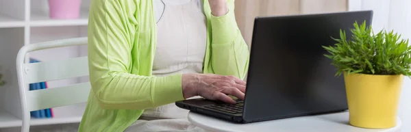 Vrouw typen op laptop — Stockfoto