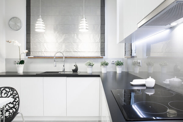 Black top in white kitchen