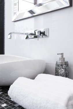 Havlu ve dokunun yakın çekim 