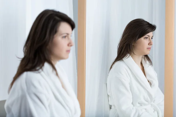 Girl feeling fat — Stock Photo, Image