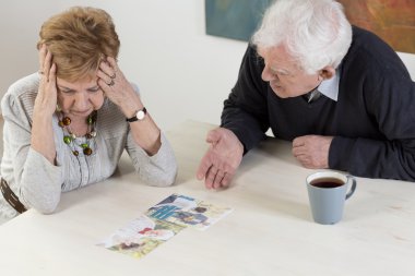 Elder couple's difficult conversation clipart