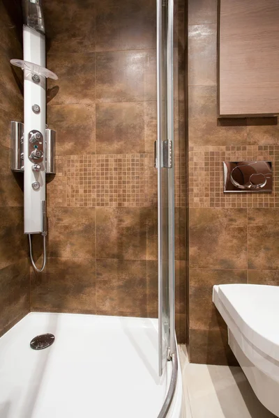 Brown tiles in bathroom interior — Stock Photo, Image