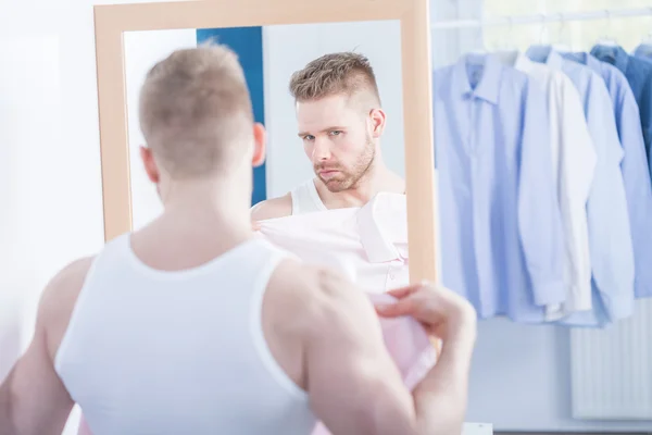 Man Trying new shirt — Stock Photo, Image