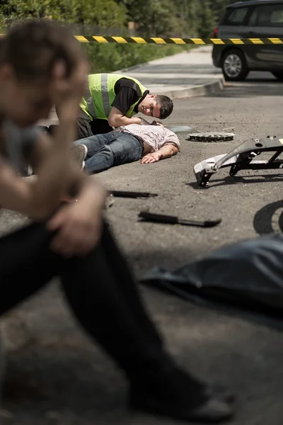 Road ongeval scène — Stockfoto