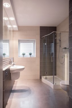 Lüks banyo duş ile kaplandı