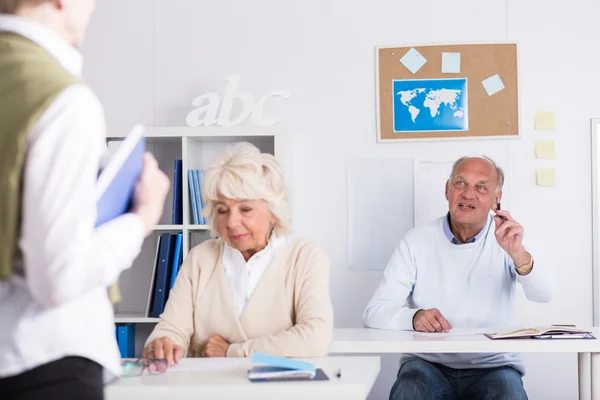 Discussie met professor — Stockfoto