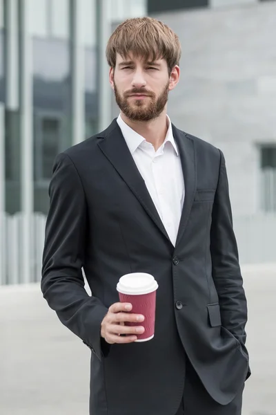 Hombre ambicioso con café — Foto de Stock