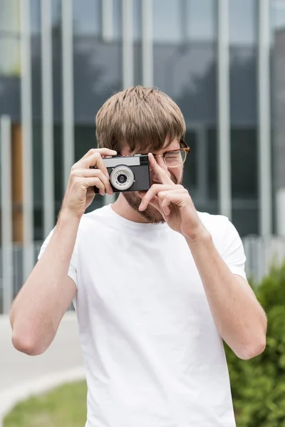 Photographe hippie au travail — Photo