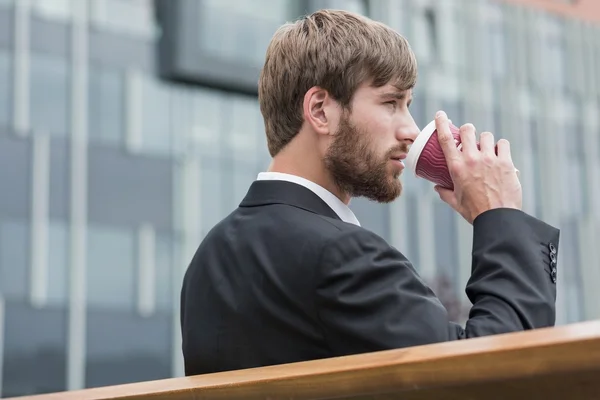 Energizing sip of coffee — Stock Photo, Image