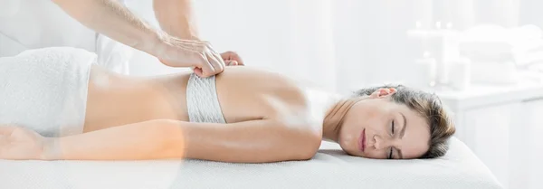 Beautiful female during massage session — Stock Photo, Image