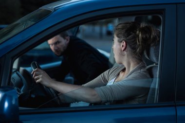 Getting in woman's car