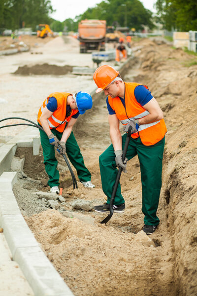 Builders on a construction site