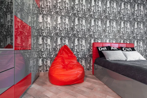 Dormitorio moderno negro y rojo — Foto de Stock