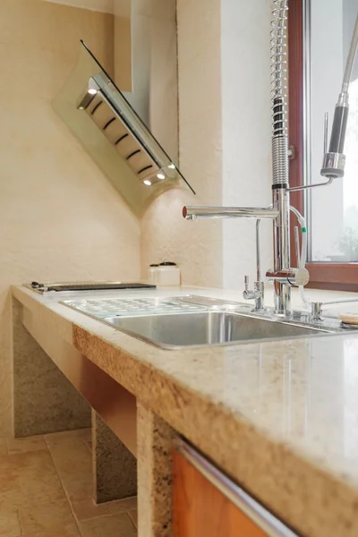 Solid kitchen sink and worktop — Stock Photo, Image